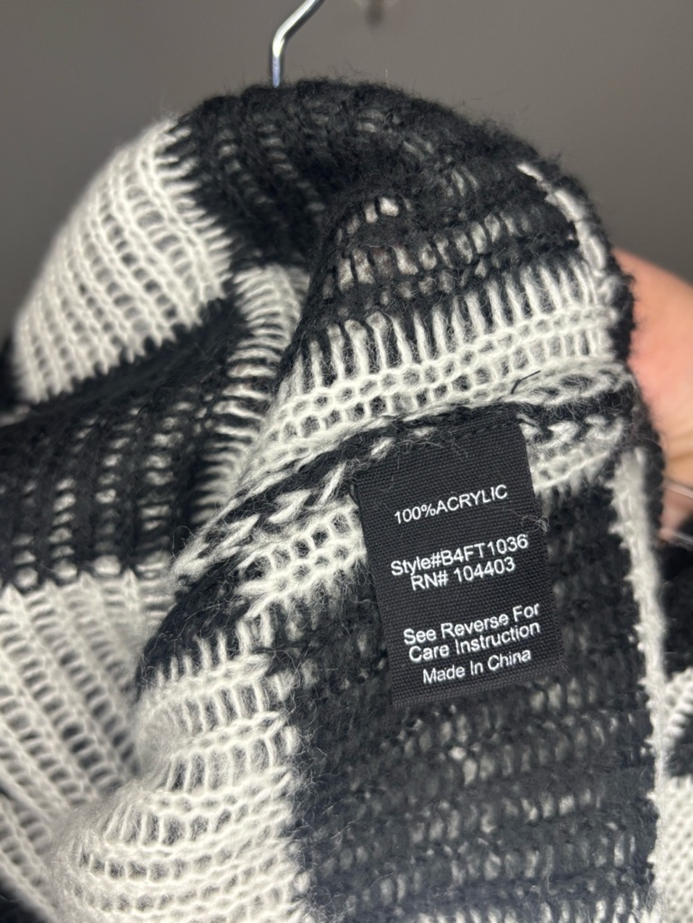 Blu Pepper Black and White Checkerboard Crewneck Sweater - Picture 4 of 4